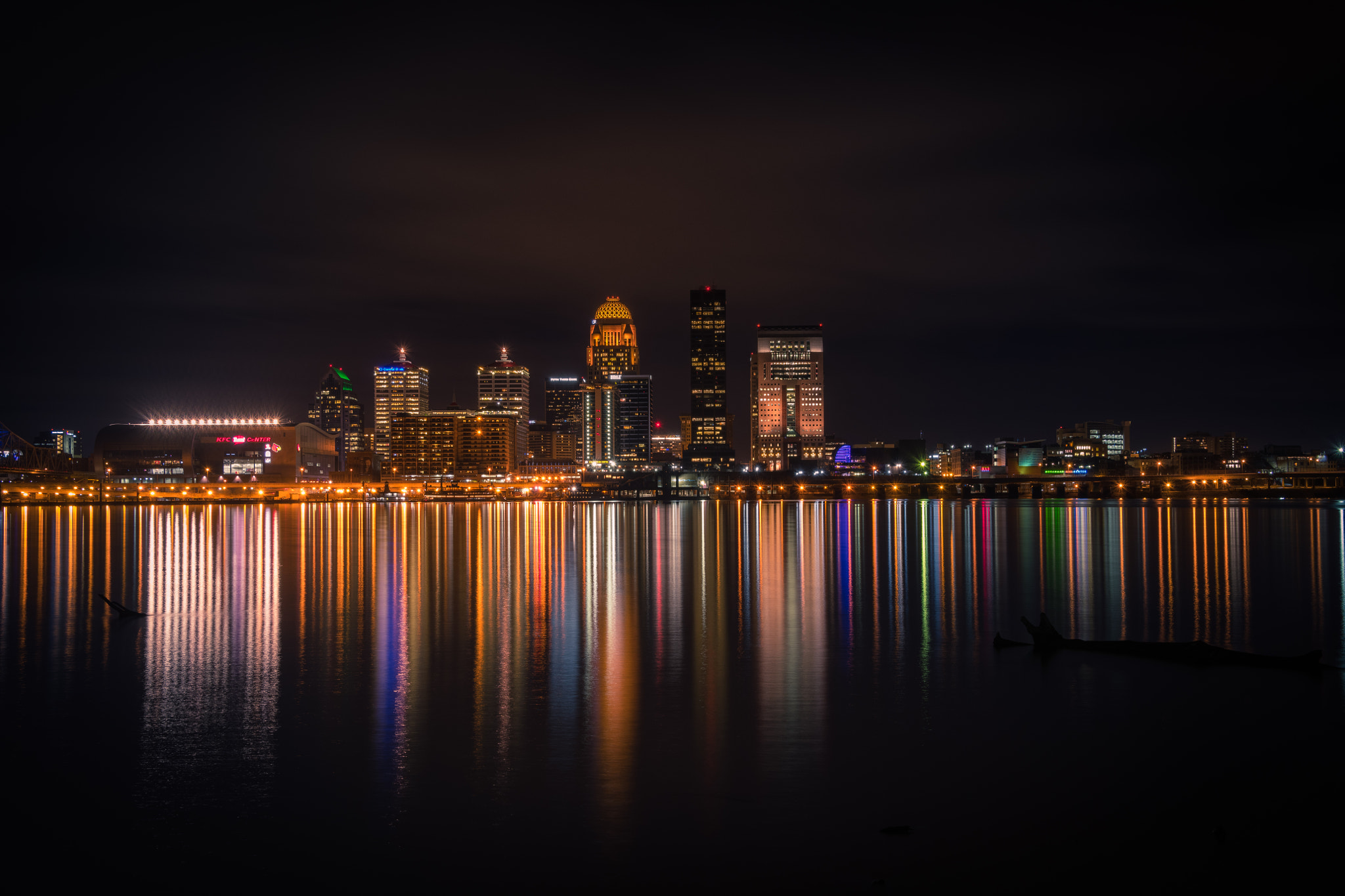 Louisville skyline at night
